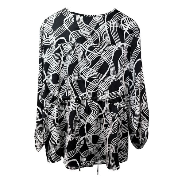 Ruby Rd. Women Buttoned Black and White Abstract Print Charmeuse Jacket Size‎ XL - Picture 4 of 6